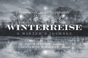 Bleak winter tree scene with WINTERREISE text