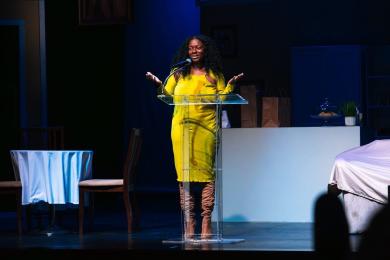 Danielle Wyatt giving speech