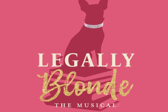 Legally Blonde logo (Bruiser sitting atop law books)