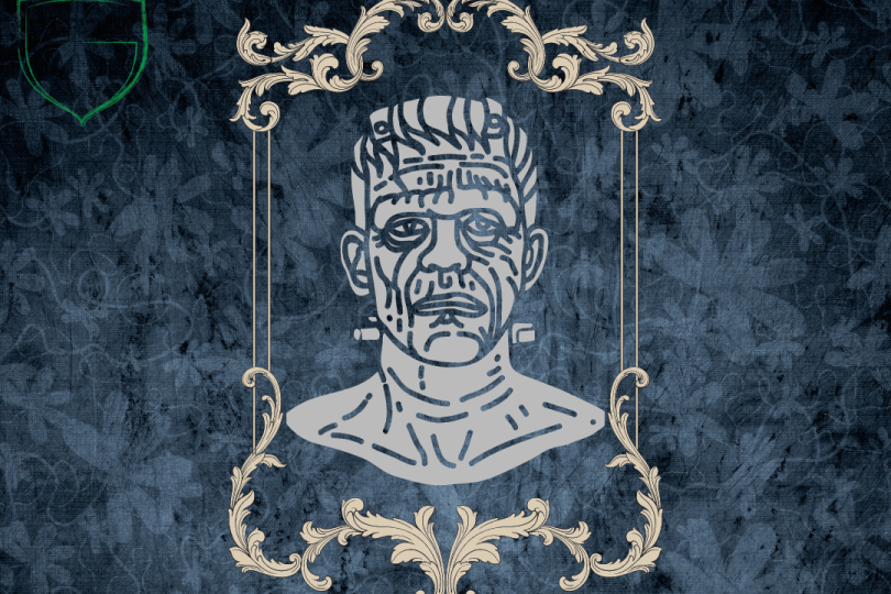 Poster with a Frankenstein Monster Head
